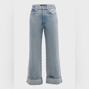 Veronica Beard Taylor Cropped Wide-Leg Jeans w cuffed - color: airway cloud